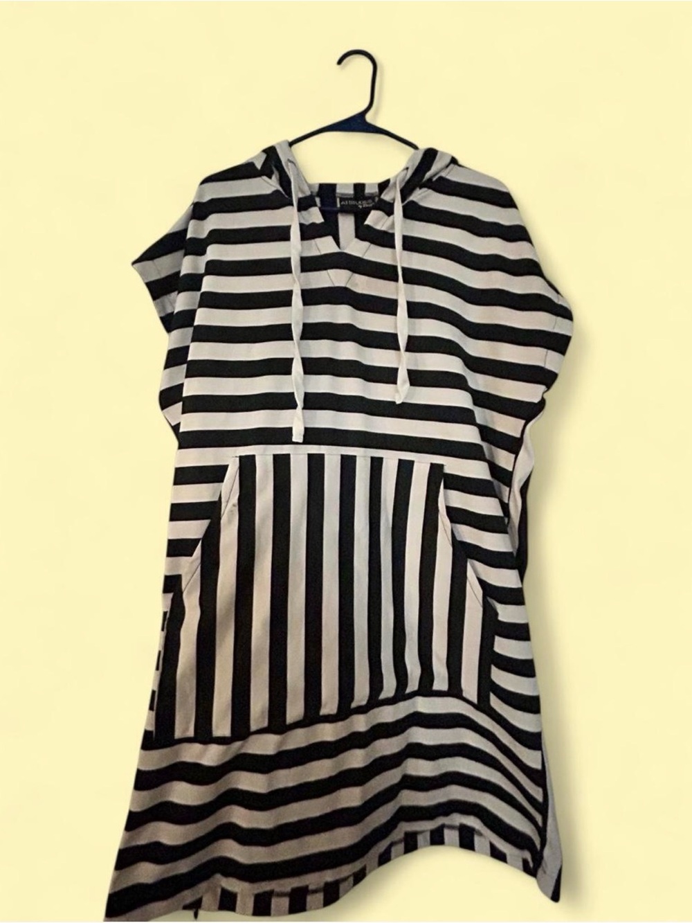 Attitudes by Renee Black and White Striped Hooded Mini Dress